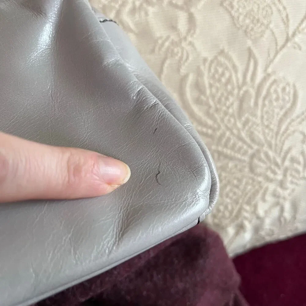 HOBO Sheila Leather Satchel Grey Top Handle Bag Minimal Quiet Luxury - Picture 16 of 16